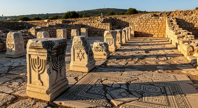 Ancient Synagogue Ruins at Baram National Park, Israel - A Glimpse into History.