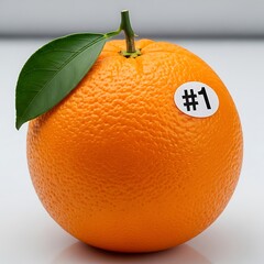 Vibrant Orange with Leaf and Number One Sticker.