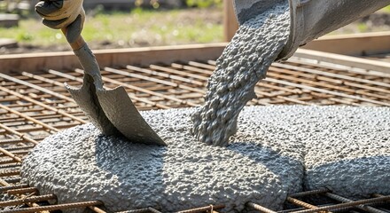 Dynamic Shot of Pouring Wet Cement