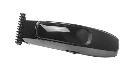 Black hair clipper flying, hairdresser salon equipment, isolated on white background, clipping path