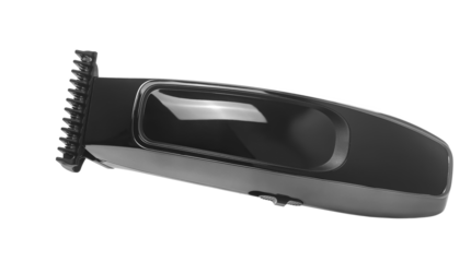 Black hair clipper flying, hairdresser salon equipment, isolated on white background, clipping path