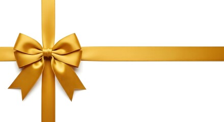 Minimalist Gold Ribbon Bow on a White Surface