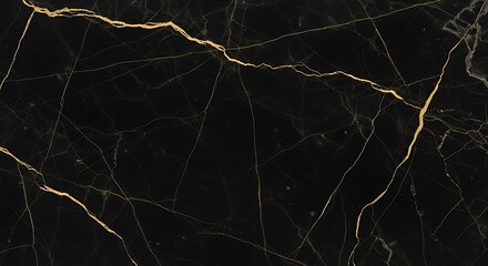 Elegant Black Marble Texture with Golden Veins for Luxurious Designs.