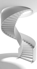 Elegant White Spiral Staircase Ascending in Modern Architecture.