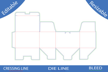Rectangular Box Die Cut Template with Foldable Flaps Keywords: box template, die cut, packaging