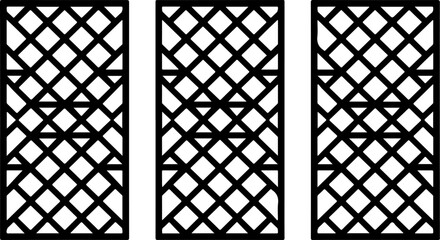 3 rectangular panels with abstract geometric pattern