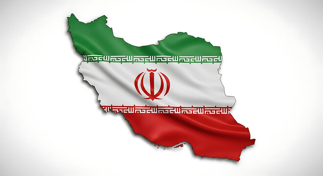 Map of iran with its flag draped over it