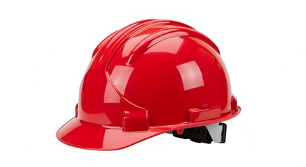 Fototapeta premium Red hard hat safety helmet construction worker protective gear head safety