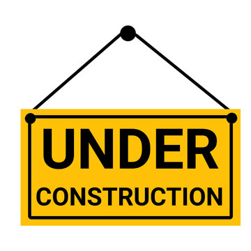 Yellow Under Construction Sign Graphic &ndash; Caution Work in Progress Symbol for Websites and Projects