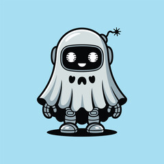 Cute robot halloween ghost, Cute robot ghost, halloween ghost