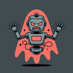 Angry robot halloween ghost, Angry robot ghost, Scary