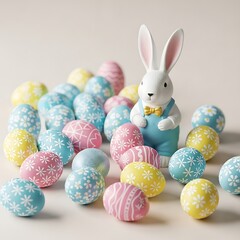 Easter Bunny and Decorated Eggs - A Festive Spring Celebration.