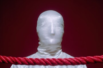 Abstract representation of a faceless figure with vibrant background