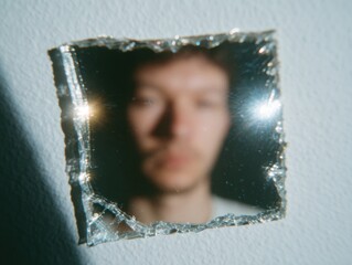 Reflected Portrait with Soft Focus and Artistic Frame Details