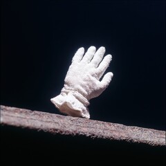 White Fabric Glove on Dark Background with Dramatic Lighting Effects