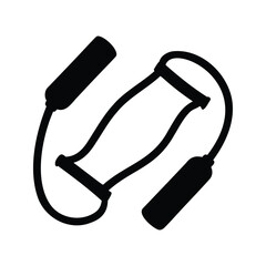 Black Silhouette of Resistance Band with Handles for Exercise and Fitness, resistance bands silhouette vector illustration
