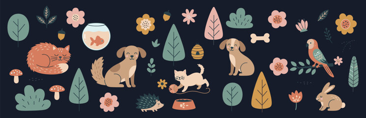 Aminal iconCats and Pets at Home — Cozy Hand-Drawn Animal Set