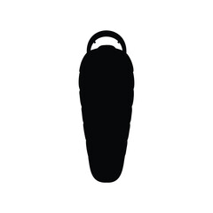 Black and white silhouette of a rolled up sleeping bag for camping, sleeping bag silhouette vector illustration