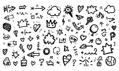 Obraz premium set of music instrument in doodle style