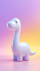 Obraz premium Cute ceramic dinosaur toy with a pastel background.
