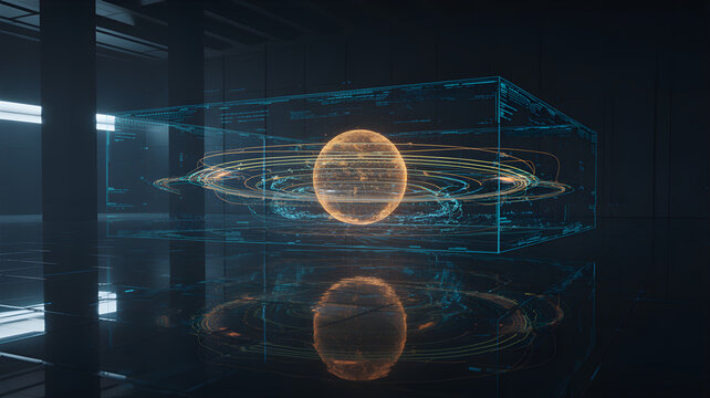 Data core processing holographic information in server room