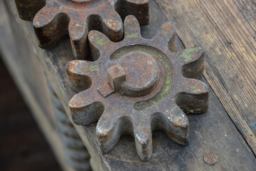 rusty metal gear of an old mechanism