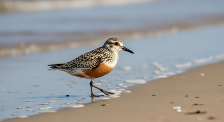 Obraz premium American Golden Plover Foraging on the Beach.