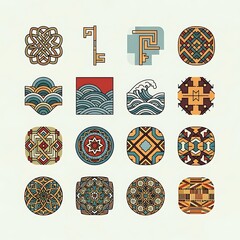 Collection of Decorative Geometric Patterns and Design Elements.