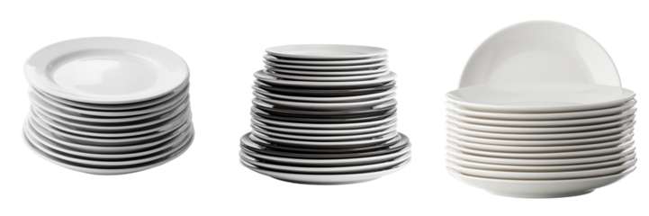 Set of Polished 3-tier crescent podiums in modern design on transparent png background. Ai generated