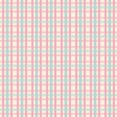 Soft pastel plaid seamless pattern in pink, mint, and cream tones. Perfect for fabric, wrapping paper, digital backgrounds, baby products, and gentle vintage or shabby chic design projects.