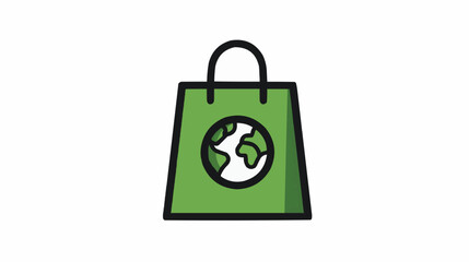Shopping bag with globe icon for eco-shopping and sustainable trade apps