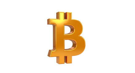 Golden bitcoin symbol isolated on white background