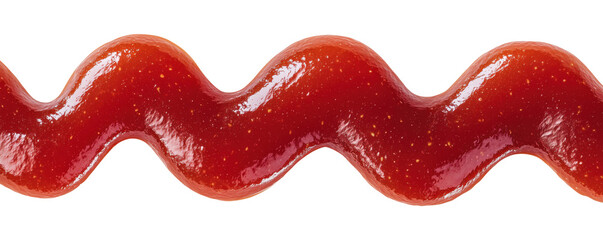 Fototapeta premium Wavy line of red ketchup sauce isolated on transparent background