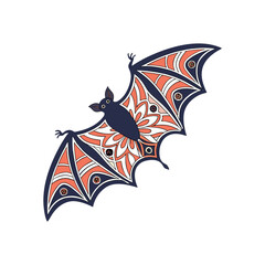 Mandala bat vector on white background