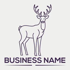Elegant deer standing with antlers outline graphic