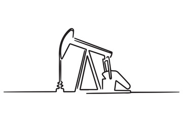 Oil pump silhouette. one line Icon drawing with white background
