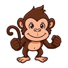 Cute Monkey Cartoon Mascot Character Smiling