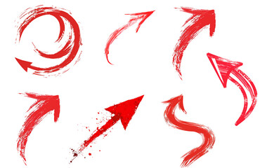 Hand Drawn Red Brush Stroke Arrow Collection Creative Direction and Navigation Elements