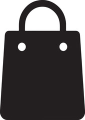 Shopping Bag Icon: A minimalist and elegant black shopping bag icon, representing commerce, retail, and the act of purchasing goods.