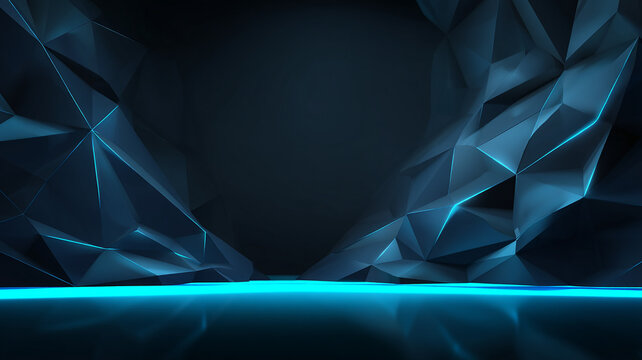 Dark Futuristic Background with Blue Neon Light