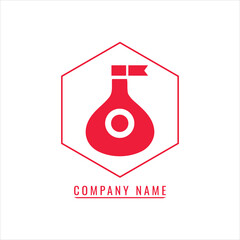 Red flask flag emblem symbol