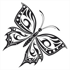 Tribal Butterfly Vector Illustration – Black and White Abstract Design