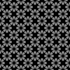 Geometric seamless pattern of white daisies on a black background.
Print for printing.Black and white pattern.Pattern for printing on fabric.