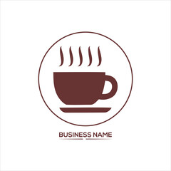 Steaming coffee cup logo drink