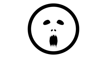 Obraz premium Spooky spirit face with open mouth for Halloween design, eerie graphic element perfect for haunted house posters or creepy horror themes, scalable vector graphic