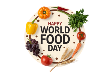 World Food Day celebration poster with healthy meal illustration