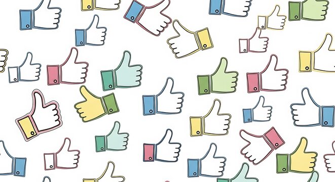 Thumbs Up Pattern - A Colorful and Positive Background Design.