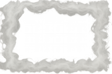 White smoke frame creating border with transparent background for abstract designs and atmospheric effects
