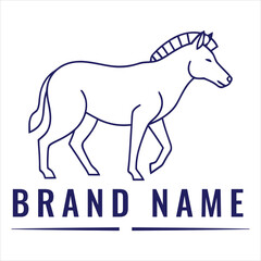 Walking horse silhouette with brand name text animal outline