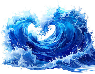 Abstract Blue Water Wave Splash with Fluid Motion, Artistic Liquid Concept, Isolated  